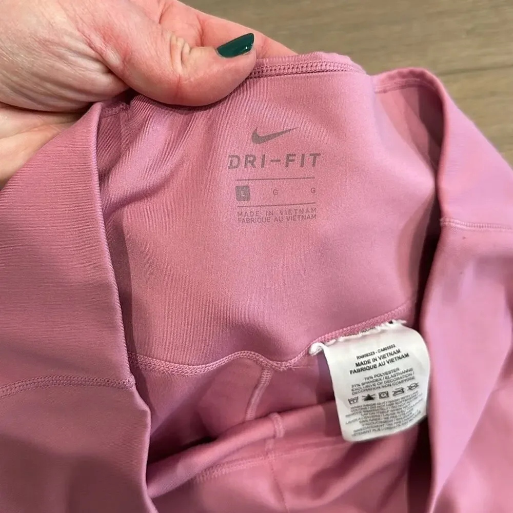 NIKE Pink One Luxe Crop 7/8 Tight Gym Workout Running Active Leggings Size Large